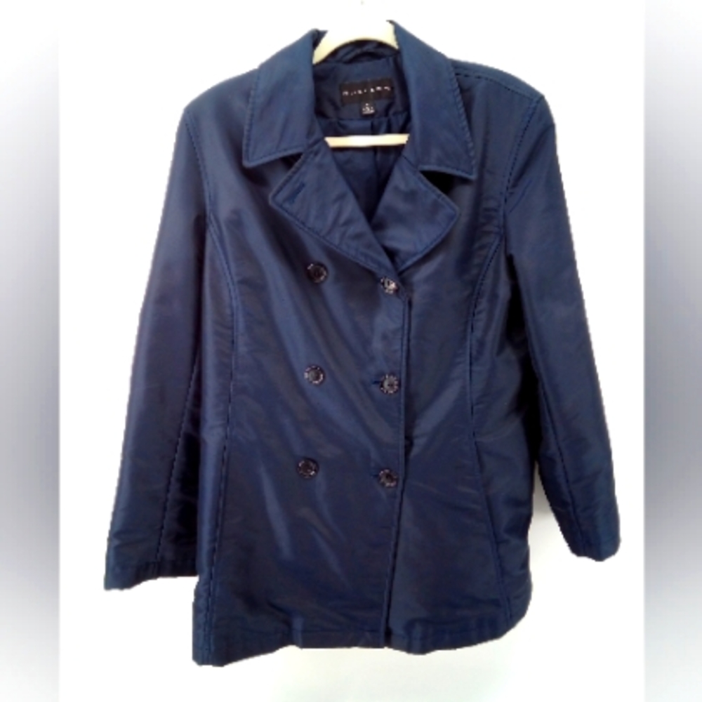 Gallery Navy Blue Vegan Rain Resistant Jacket Coat Puffer Nylon Blend M